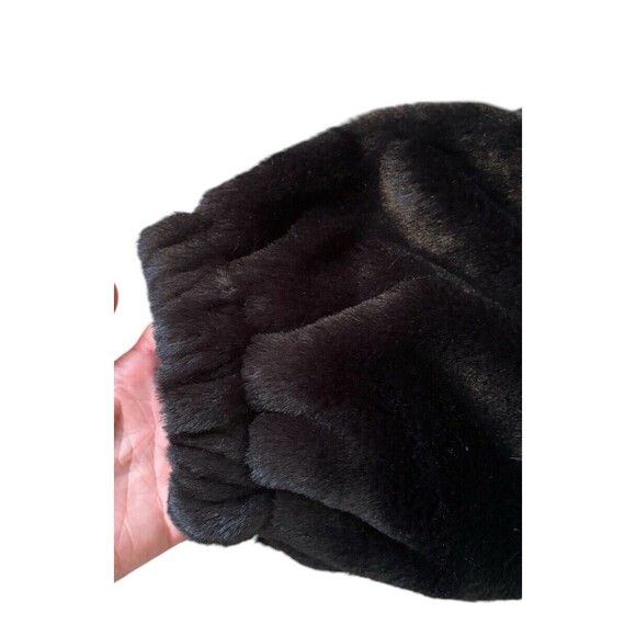 PrettyLittleThing Black Faux Fur Balloon Sleeve Hooded Jacket Women's Size 8 US - Picture 14 of 14